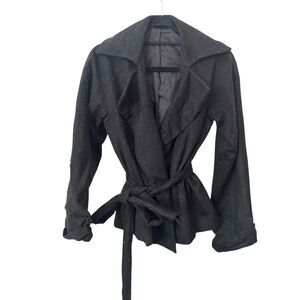 P'KAI London Wool Peacoat Style Blazer‎ Charcoal Small